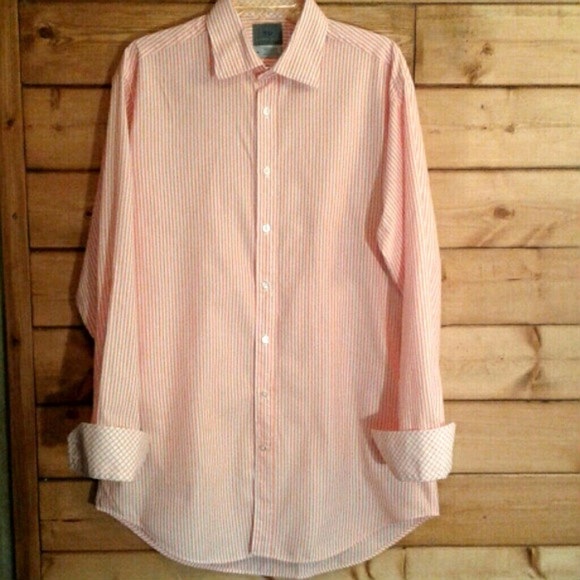 Thomas Dean|Men's Red Stripe Button Down Shirt 16L - Picture 1 of 3